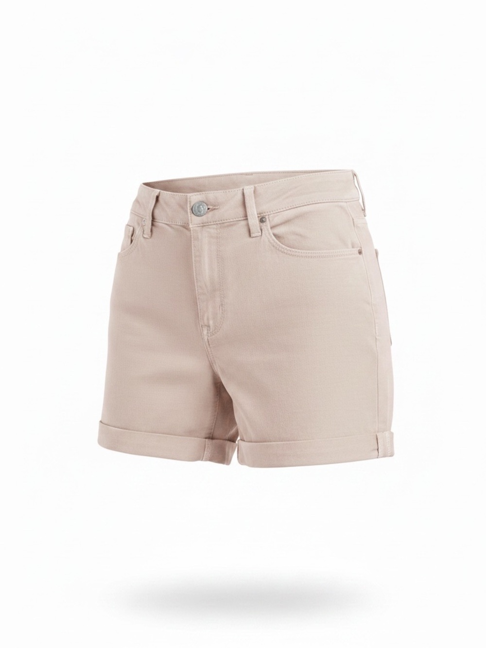 Mavi Women's Beige Rolled Cuff Distressed Jean Shorts